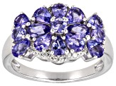 Blue Tanzanite Rhodium Over Sterling Silver Ring 2.24ctw