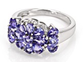 Blue Tanzanite Rhodium Over Sterling Silver Ring 2.24ctw