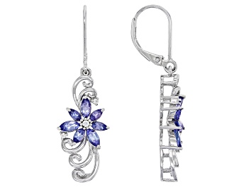 Picture of Blue Tanzanite Rhodium Over Sterling Silver Earrings 1.30ctw