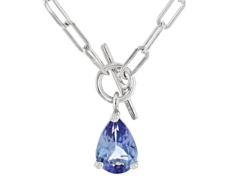 Blue Tanzanite Rhodium Over Sterling Silver Necklace 0.60ctw