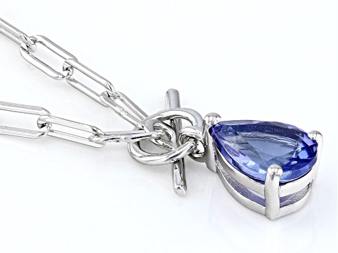 Blue Tanzanite Rhodium Over Sterling Silver Necklace 0.60ctw