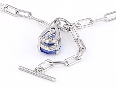 Blue Tanzanite Rhodium Over Sterling Silver Necklace 0.60ctw