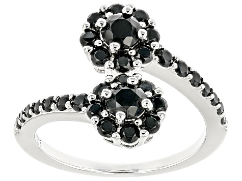 Black Spinel Rhodium Over Sterling Silver Ring 1.83ctw