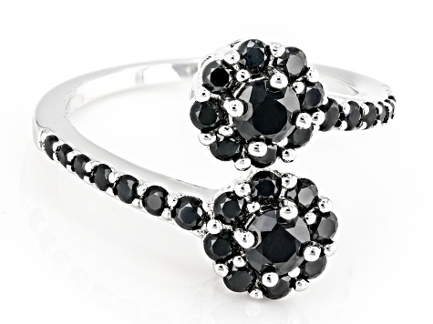 Black Spinel Rhodium Over Sterling Silver Ring 1.83ctw