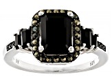 Black Spinel Rhodium Over Sterling Silver Ring 2.26ctw