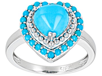 Picture of Blue Sleeping Beauty Turquoise Rhodium Over Sterling Silver Heart Ring