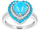 Blue Sleeping Beauty Turquoise Rhodium Over Sterling Silver Heart Ring