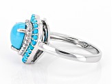 Blue Sleeping Beauty Turquoise Rhodium Over Sterling Silver Heart Ring