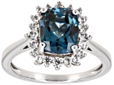 Teal Lab Created Spinel Rhodium Over Sterling Silver Ring 2.19ctw