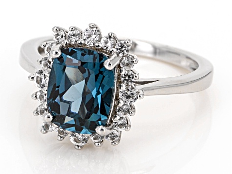 Teal Lab Created Spinel Rhodium Over Sterling Silver Ring 2.19ctw