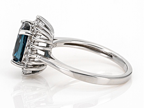 Teal Lab Created Spinel Rhodium Over Sterling Silver Ring 2.19ctw 