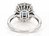 Teal Lab Created Spinel Rhodium Over Sterling Silver Ring 2.19ctw