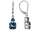 Teal Lab Created Spinel Rhodium Over Sterling Silver Earrings 5.27