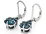 Teal Lab Created Spinel Rhodium Over Sterling Silver Earrings 5.27