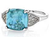 Blue Composite Turquoise Rhodium Over Sterling Silver Ring 0.17ctw