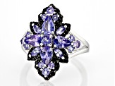 Blue Tanzanite Rhodium Over Sterling Silver Ring 2.58ctw