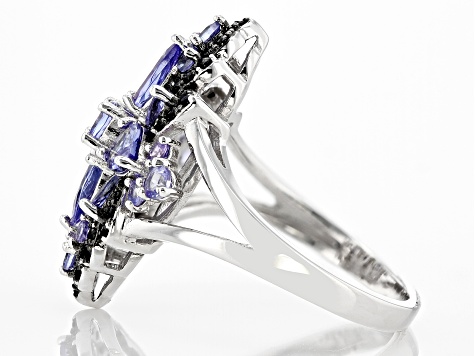 Blue Tanzanite Rhodium Over Sterling Silver Ring 2.58ctw