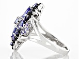 Blue Tanzanite Rhodium Over Sterling Silver Ring 2.58ctw