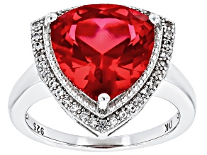 Red Lab Created Ruby Rhodium Over Sterling Silver Ring 6.61ctw