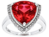 Red Lab Created Ruby Rhodium Over Sterling Silver Ring 6.61ctw