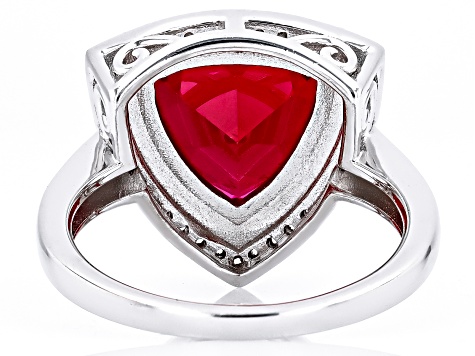 Red Lab Created Ruby Rhodium Over Sterling Silver Ring 6.61ctw