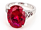 Red Lab Created Ruby Rhodium Over Sterling Silver Ring 9.65ct