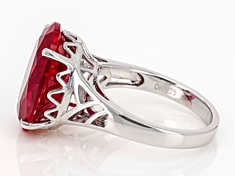 Red Lab Created Ruby Rhodium Over Sterling Silver Ring 9.65ct