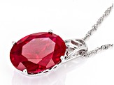 Red Lab Created Ruby Rhodium Over Sterling Silver Pendant with Chain 9.65ct