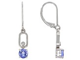 Blue Tanzanite With White Zircon Rhodium Over Sterling Silver Earrings