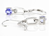 Blue Tanzanite With White Zircon Rhodium Over Sterling Silver Earrings