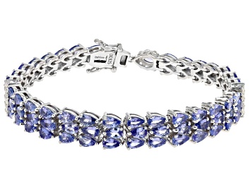 Picture of Blue Tanzanite Rhodium Over Sterling Silver Bracelet 12.67ctw