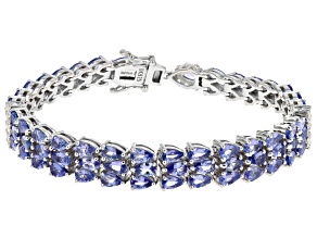 Blue Tanzanite Rhodium Over Sterling Silver Bracelet 12.67ctw