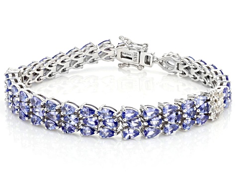 Blue Tanzanite Rhodium Over Sterling Silver Bracelet 12.67ctw