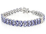 Blue Tanzanite Rhodium Over Sterling Silver Bracelet 12.67ctw