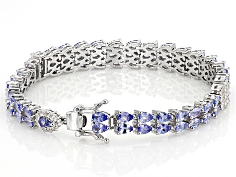 Blue Tanzanite Rhodium Over Sterling Silver Bracelet 12.67ctw