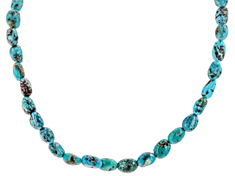 Kingman Turquoise Rhodium Over Sterling Silver 18" Necklace