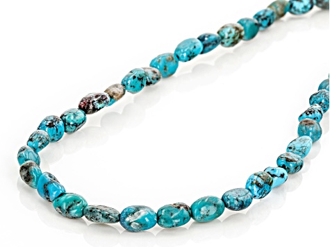 Kingman Turquoise Rhodium Over Sterling Silver 18" Necklace