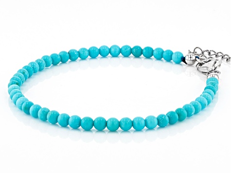 Blue Sleeping Beauty Turquoise Rhodium Over Sterling Silver Bracelet