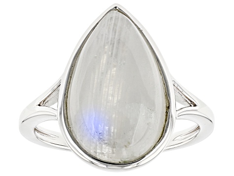 White Rainbow Moonstone Rhodium Over Sterling Silver Ring