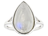 White Rainbow Moonstone Rhodium Over Sterling Silver Ring