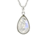 White Rainbow Moonstone Rhodium Over Sterling Silver Necklace