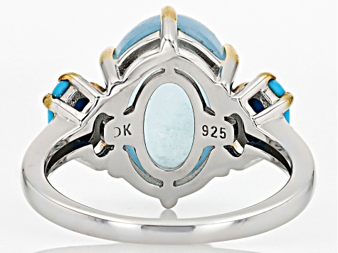 Blue Dreamy Aquamarine With Turquoise Rhodium Over Sterling Silver Ring