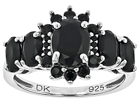 Black Spinel Rhodium Over Sterling Silver Ring 3.43ctw