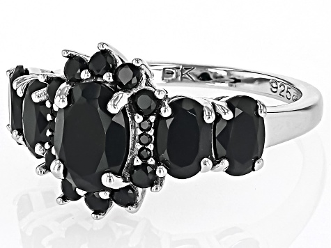 Black Spinel Rhodium Over Sterling Silver Ring 3.43ctw