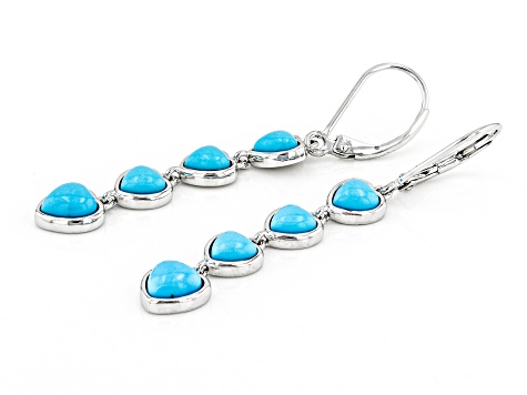 Blue Sleeping Beauty Turquoise Rhodium Over Sterling Silver Heart Earrings