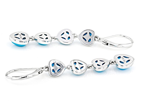 Blue Sleeping Beauty Turquoise Rhodium Over Sterling Silver Heart Earrings