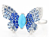 Blue Sleeping Beauty Turquoise Rhodium Over Sterling Silver Ring 1.03ctw