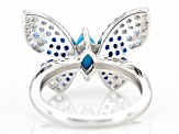 Blue Sleeping Beauty Turquoise Rhodium Over Sterling Silver Ring 1.03ctw