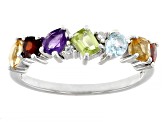 Multi-Color Multi-Stone Rhodium Over Sterling Silver Ring 1.00ctw