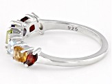 Multi-Color Multi-Stone Rhodium Over Sterling Silver Ring 1.00ctw